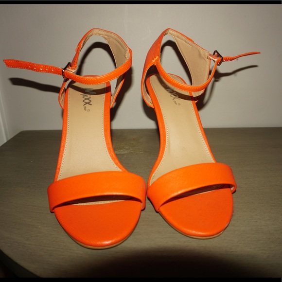 orange strappy sandals heels